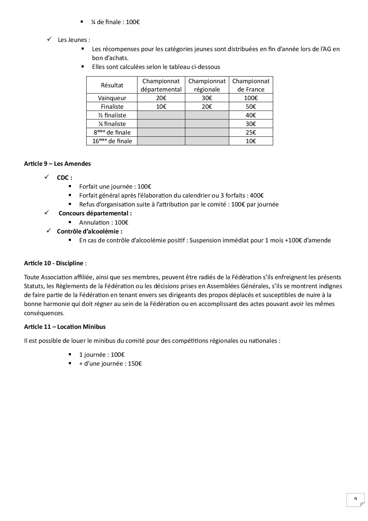 REGLEMENT INTERIEUR9