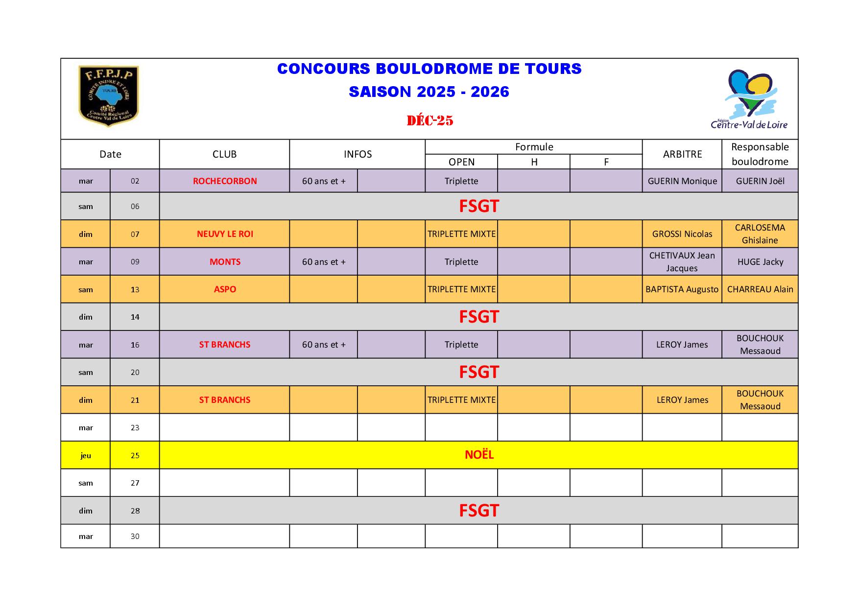 Calendrier Boulodrome dec2025